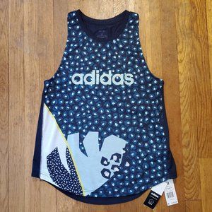 adidas Women's Blue Patterned Tank Top